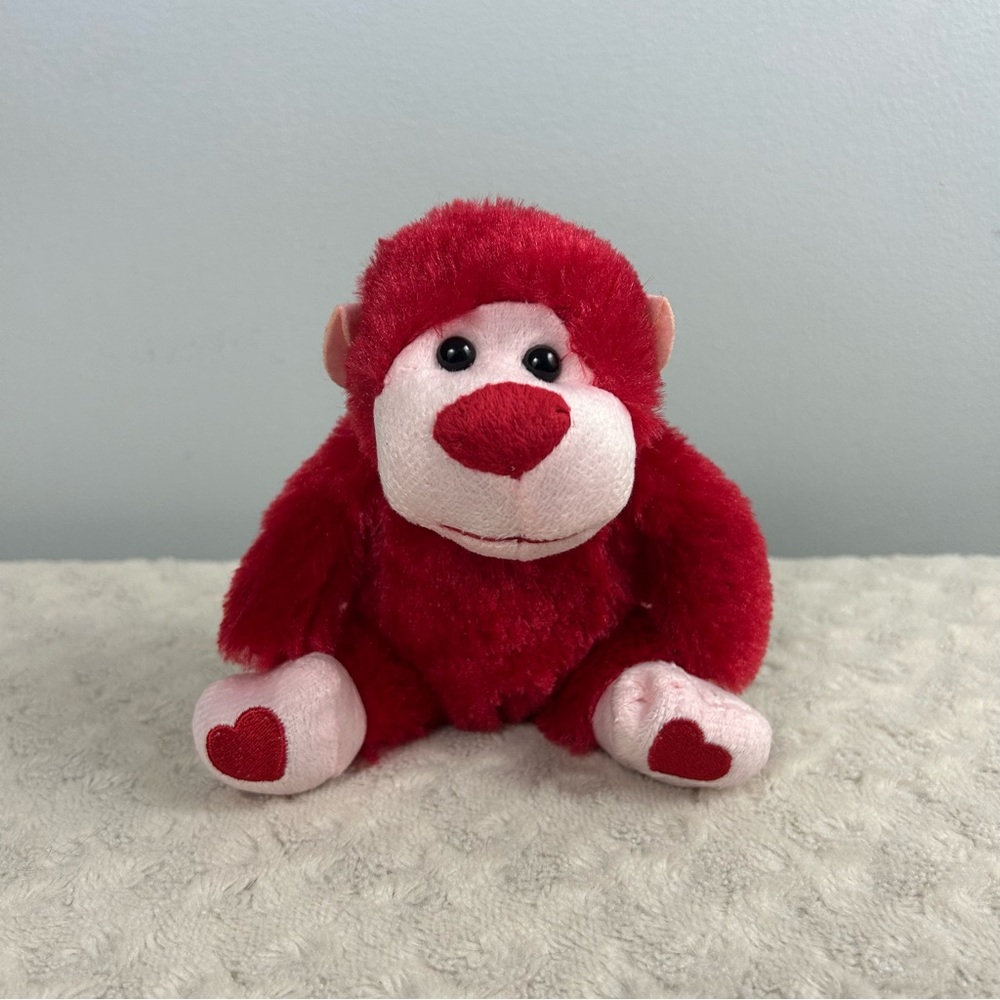 Greenbrier International Red Pink Gorilla Plush Stuffed Animal Toy Monkey Hearts